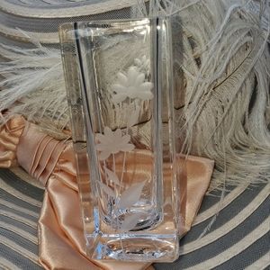 Mikasa Square Crystal Bud Vase 4 1/2" Tall Wildflower
